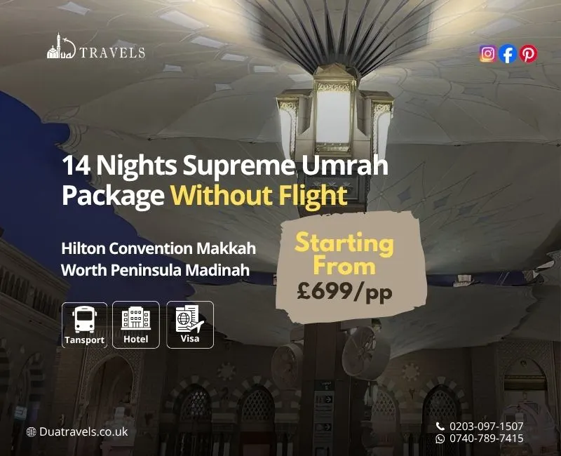 14 Nights Supreme Umrah Package Without Flight