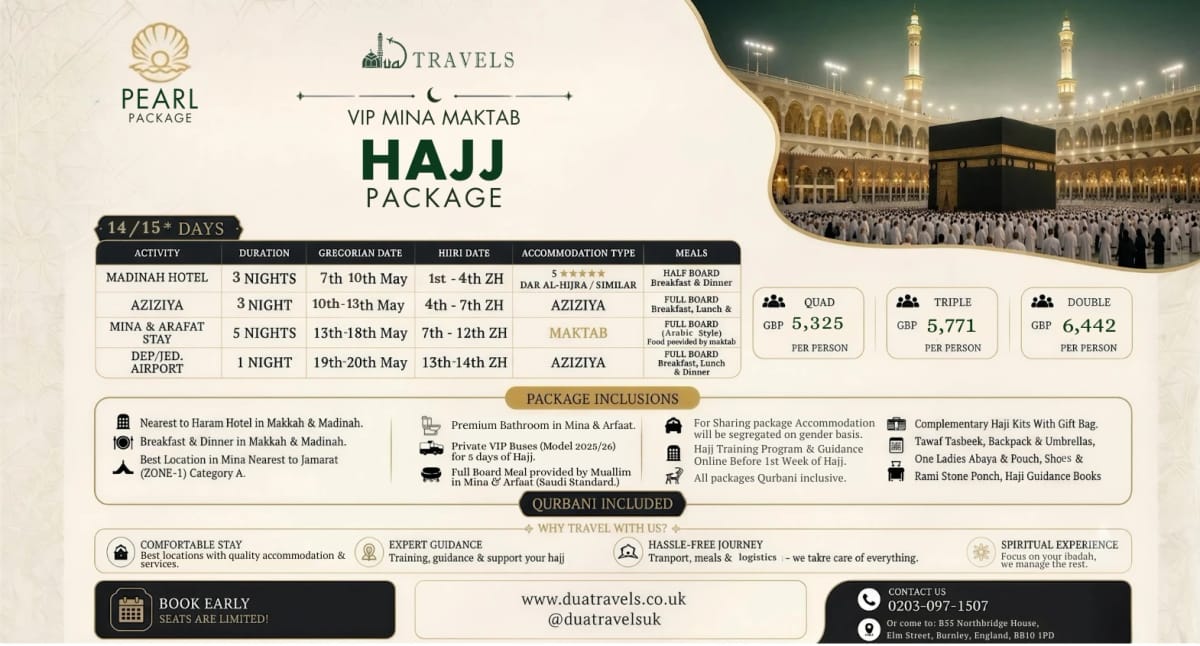 14-15 Days Hajj Package / Maktab Category A