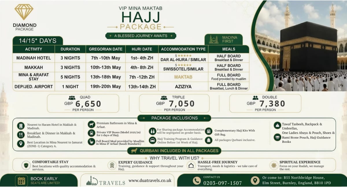 14-15 Days Hajj Package / Maktab Category A