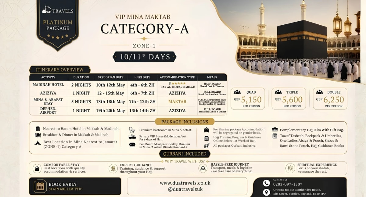 10-11 Days Hajj Package - Maktab A