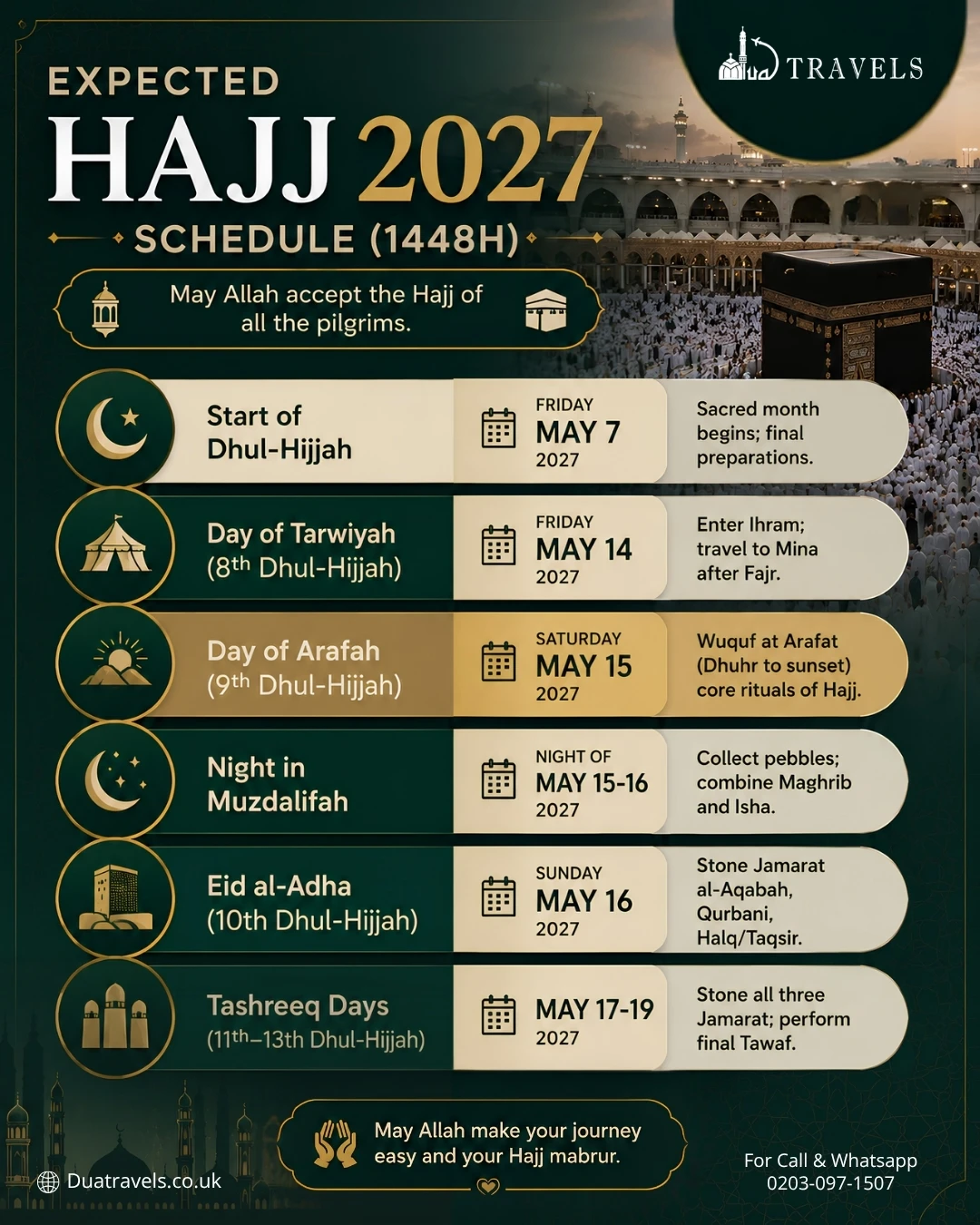 hajj dates 2027