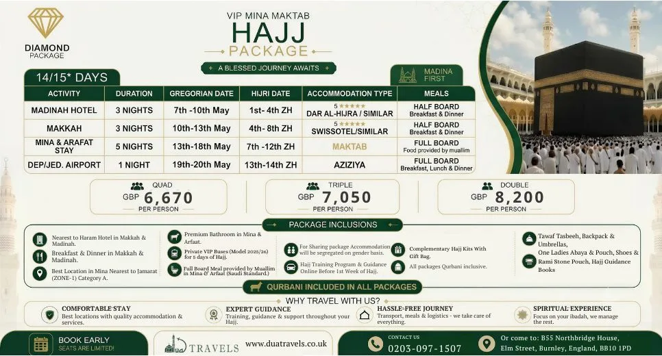 14-15 Days Hajj Package / Maktab Category A